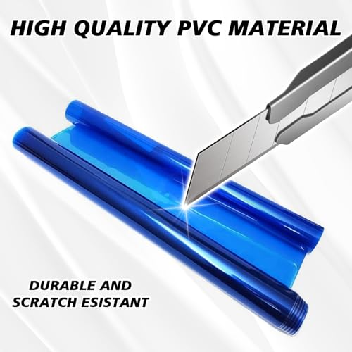 Tint Film for Taillight Headlight Fog Light, 12×48 Inches Vinyl Self-Adhesive Car Tail Light Tape, Brake Light Headlight Cover Protection Film Color Shiny Chameleon Sticker (Dark Blue) - color: Blue