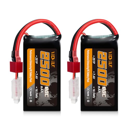 2S Lipo Battery 2500mAh 7.4V 80C High Discharge Rate Shorty Pack RC Batteries with Dean-Style T Plug Fit for RC Airplane FPV Quadcopter Helicopter Drone and Racing RC Hobby Model High Capacity - style: Dean-Style T