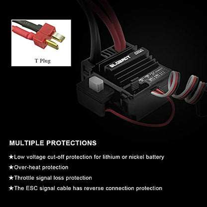 GLOBACT 21T 550 Brushed Motor and 80A ESC for 1/10 RC Crawler (T Plug) | BEC 5A 7.4V/6.4V - size: T Plug