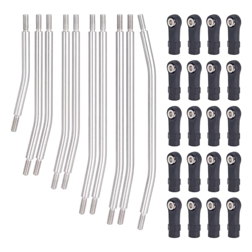10Pcs Stainless Steel Links Rod Set with Ball End 313/324mm Wheelbase for 1/10 RC Crawler Car Axial SCX10 II 90046 Upgrade Parts (324mm)