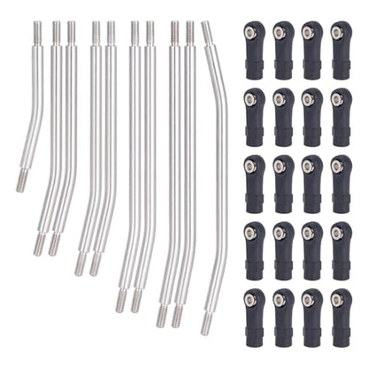 10Pcs Stainless Steel Links Rod Set with Ball End 313/324mm Wheelbase for 1/10 RC Crawler Car Axial SCX10 II 90046 Upgrade Parts (324mm)