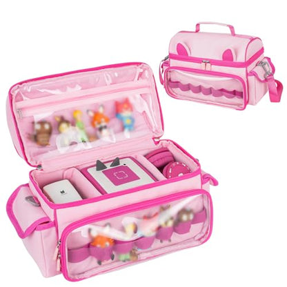 Carrying Case Compatible with Toniebox 2 & 1 Starter Set & Tonies Figures | Cute Storage Bag Fits for Tonies Characters, Headphones & Accessories, Travel Case with Clear Pocket & Speaker Window,Pink - color: Pink