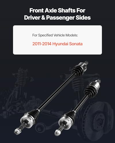 VEVOR CV Axle Shaft Assembly, 2 Pieces Front Left & Right (Driver and Passenger Side), Automotive Replacement CV Joint Axles Pair Compatible with 2011-2014 Hyundai Sonata, Alloy Steel & Carbon Steel - size: 2011-2014 Hyundai Sonata, style: Front Driver an