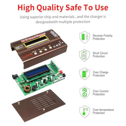 IMAX B6 80W Lipo Battery Balance Charger 6A Discharger, RC Hobby Lipo NiMh Li-ion Ni-Cd Digital Lipro Balance Charger Discharger + AC Power 12V 5A Adapter for Rc Car RC Hobby (Brown) - color: Brown