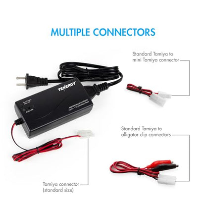 Tenergy Smart Universal Charger for NiMH Battery Pack (2.4V - 7.2V) for RC Cars, RC Airplanes, Airsoft Battery Packs (2-6 Cells)