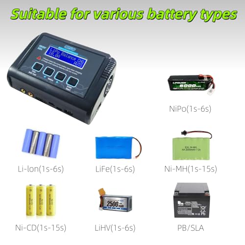C150 150W 10A Smart Lithium Battery Charger Discharger, RC Balance Charger for LiPo Li-ion Life LiHV NiMH NiCd PB Battery, with LCD Screen Control, Multiple Interfaces & USB Port