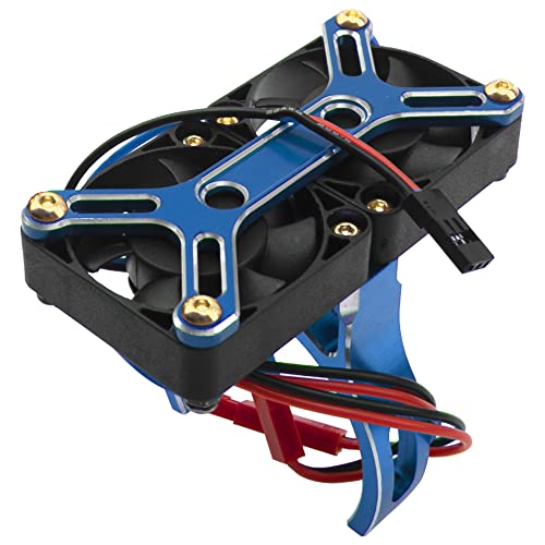 4985 1717 Brushless Motor Heat Sink Dual Cooling Fan Motor Heatsink Compatible with 1/5 Traxxas X-Maxx Arrma RC Car (Blue) - color: Blue