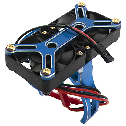4985 1717 Brushless Motor Heat Sink Dual Cooling Fan Motor Heatsink Compatible with 1/5 Traxxas X-Maxx Arrma RC Car (Blue) - color: Blue