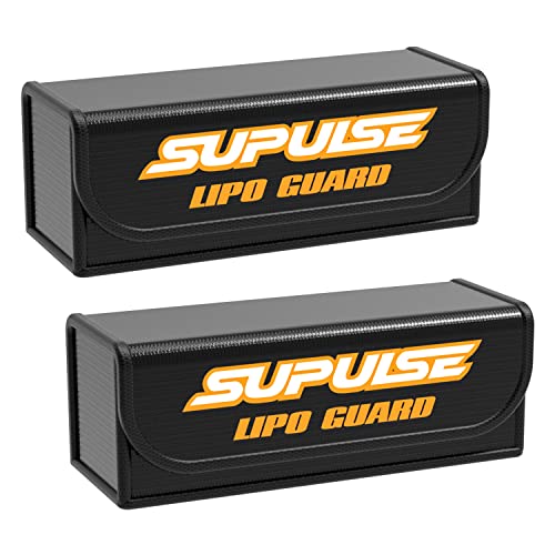 LiPo Battery Bag, 2 Pack, Fireproof & Explosionproof Storage | Heat-Resistant Fiberglass Case for LiPo Batteries Charging, Transport (7.28 x 2.95 x 2.36 inches) - size: small