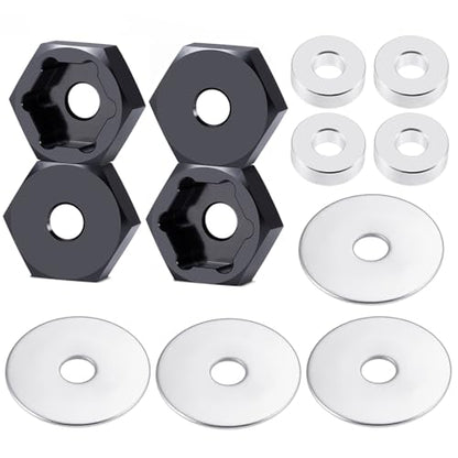 MORLORDY 4Pcs 12mm to 17mm CNC Wheel Hex Hub Adapter for 1/8 Typhon/Kraton/Outcast/Notorious RC Big Rock Crawler Off Road Monster Truck Upgrades Part