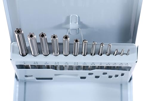 Accusize Industrial Tools 1/16-1/4'' 13 Pcs Hss 6542 Straight Flute, Chucking Reamer Set, 5500-Se00 | ANSI Standard, Straight Shank and Straight Flute, Right-Hand Cut, Fractional Sizes by 64ths, 5500-SE00