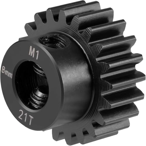 LSG 8mm M1 16T 17T 18T 19T 21T 24T 26T 27T 29T Steel Pinion Gear | for 1/5 X-MAXX RC Model Car Buggy Truck Hardened Steel 8mm Shaft Motor M1 Pitch Gears Upgrade Parts - size: 21T