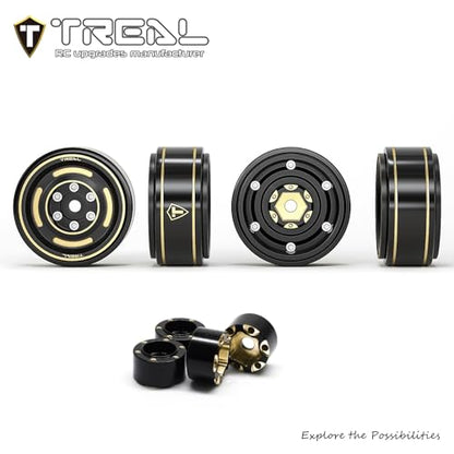 TREAL 1.0 Beadlock Wheels Brass Crawler Wheel Rims Weight (4P) Removable Hubs Upgrades for SCX24 AX24 FCX24 TRX4M 1/24 1/18 RC Crawler, 50g/pc (Type C) - style: Type C