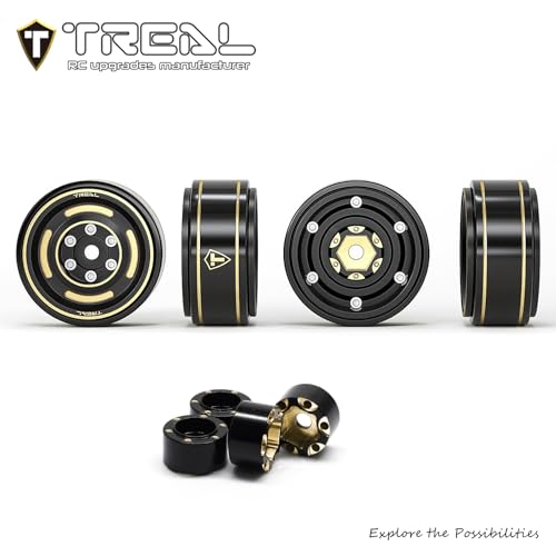TREAL 1.0 Beadlock Wheels Brass Crawler Wheel Rims Weight (4P) Removable Hubs Upgrades for SCX24 AX24 FCX24 TRX4M 1/24 1/18 RC Crawler, 50g/pc (Type C) - style: Type C