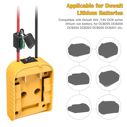 2 Pack Power Wheel Adapter for Dewalt 20V Battery Adapter with Switch, Fuse & Wire Terminals, 12AWG Wire, Power Wheel Battery Converter for DIY Ride On Truck, RC Car Toys and Robotics - size: 2 Pack-
