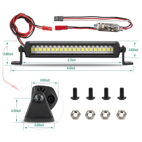 20 LED 3.7 Inch Aluminum RC Crawler Roof Light Kit for Axial SCX10, Traxxas TRX4, TRX4M, Arrma Senton, Redcat GEN7 1/10 & 1/18 Scale Rock Crawler Truck RC Car