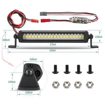 20 LED 3.7 Inch Aluminum RC Crawler Roof Light Kit for Axial SCX10, Traxxas TRX4, TRX4M, Arrma Senton, Redcat GEN7 1/10 & 1/18 Scale Rock Crawler Truck RC Car