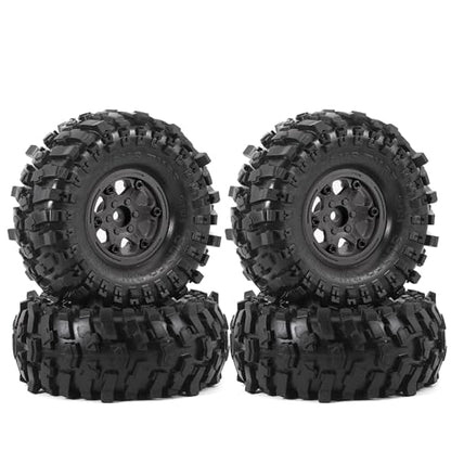 1.9 Rock Crawler Mud Tires and Plastic Wheels Rims OD 118mm 1/10 rc Rubber Grappler hubs Tyres with Foam for 1:10 Crawler Car Tamiya CC01 Traxxas TRX4 Axial SCX10 II RC4WD Gen8 4PCS (Black) - color: Black