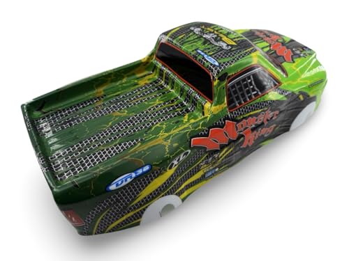 1/10 Scale RC Drift Body Shell - Painted Pickup Truck Lexan Body for Touring & Off-Road RC Cars - Monster King Graphic (Green) - color: Green