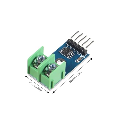 MAX6675 K-Type Thermocouple Module, DC 3-5V, SPI | 0-1024C range, 0.25C resolution, -20 to 85C operating range, M6 screw probe, for Arduino