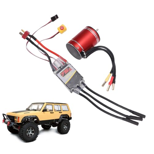 Asixxsix 3650 3400KV Brushless Motor 75A ESC Combo for 1/10, 1/8 | High Speed Water proof Motor, CNC Machined 6061 T6 Aluminum, for Remote Control Cars Trucks Off-Road Vehicle