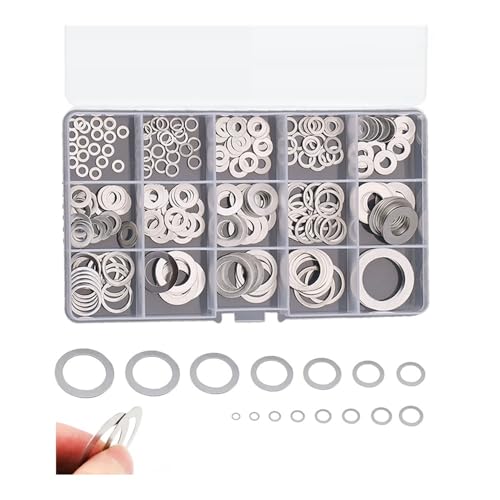 320pcs Flat Washer Assortment Kit, 304 Stainless Steel Thin Gasket 0.5/0.8/1mm Thickness, 15 Different Assorted Sizes M3~M20 Shim Washers for Bolt Screws(0.8mm Thickness Kit) - size: 0.8mm Thickness Kit