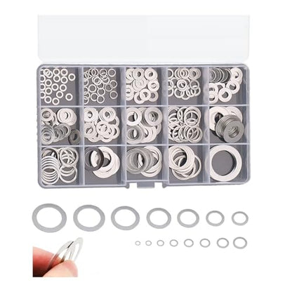 320pcs Flat Washer Assortment Kit, 304 Stainless Steel Thin Gasket 0.5/0.8/1mm Thickness, 15 Different Assorted Sizes M3~M20 Shim Washers for Bolt Screws(0.8mm Thickness Kit) - size: 0.8mm Thickness Kit