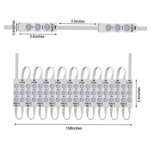 Lulin Upgraded 20PCS Led Module Strip Lights White, Waterproof 12ft AC110V SMD 3 LED Module Light for Letter Sign Advertising Signs Storefront Garage with Tape Adhesive Backside - size: 1.8W-20PCS