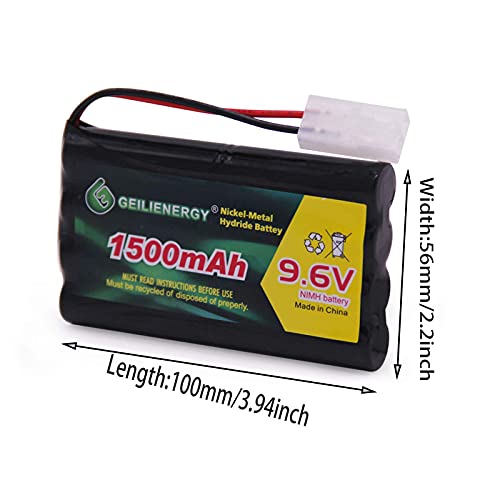 9.6V 1500mAh NiMH High Capacity Rechargeable RC Battery with Standard Tamiya Connector for RC Car Boats Robots and OTC Genisys 239180 & EVO Scan Scanner(2 Pack)