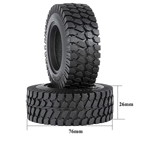 RC Car Tires,WONFAST 4PCS 1.55 inch Mud Wheel Tyre Terrain Crawler Rubber Tires Foam Insert for 1:10 RC Crawler Car for 1:10 Axial 90069 TF2 D90 CC01 LC70 Tamiya MST JIMNY UTB18(76MM-B) - color: 76mm-b