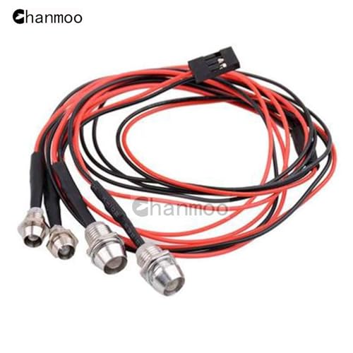 2Pack 4Leds RC Car LED Lights White Headlights Red Taillight Kit Accessories for RC Buggy Truck Tank Crawler Car SCX10 SCX24 TRX4 TRX6 Slash Rustler Redcat 4WD Traxxas HSP Tamiya Redcat