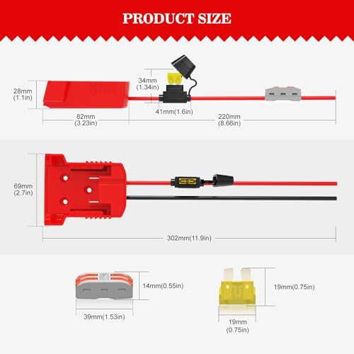 2 Pack Milwaukee M18 18V Battery Adapter Kit with Fuses, 12AWG Wiring Converter Kit for Power Wheels, DIY RC Cars & Robotics - Convert 18V Tool Battery to Kids Ride-On Toys Truck - size: 2 Pack