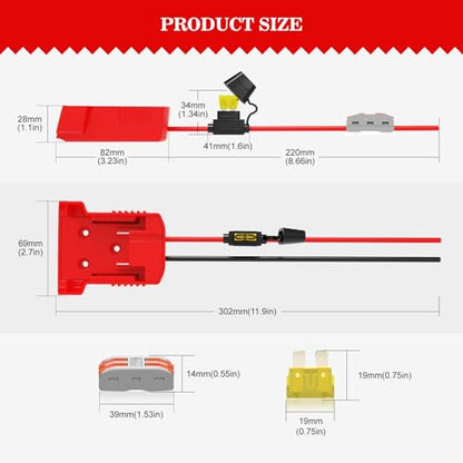 Power Wheel Adapter for Milwaukee M18 18V Battery, Power Wheels Adapters Converter Kit with Fuses & Wire Terminals, 12AWG Wire, Power Connector for DIY Rc Car Toys, Toys Robotics and Rc Truck (4 Pack) - size: 4 Pack