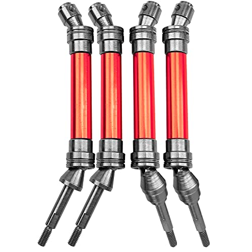 Front & Rear Universal Drive Shaft CVD w/Wheel Hex Hub Compatible with 1/10 Traxxas Slash VXL 4x4 /Stampede VXL 4X4/Hoss VXL 4X4 RC Car Upgrade Part (Red) - color: Red