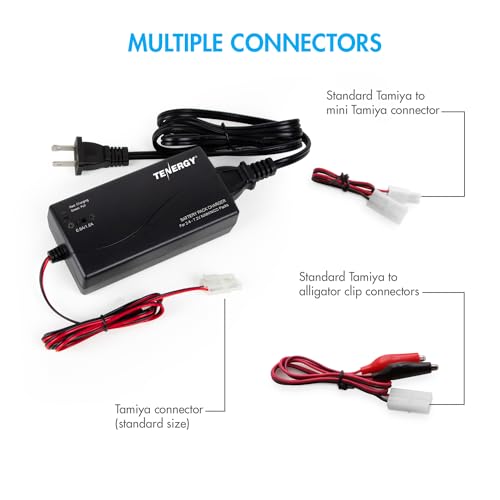 Tenergy 2 Pack 7.2V 3000mAh Flat NiMH Battery Packs with Smart Charger for RC Cars, RC Airplanes