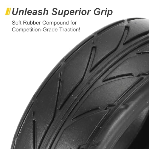 uxcell 4pcs Soft Rubber RC Car Tires for 1/10 Scale Touring On-Road Racing Car- 62mm x 28mm Performance Tyre, Black