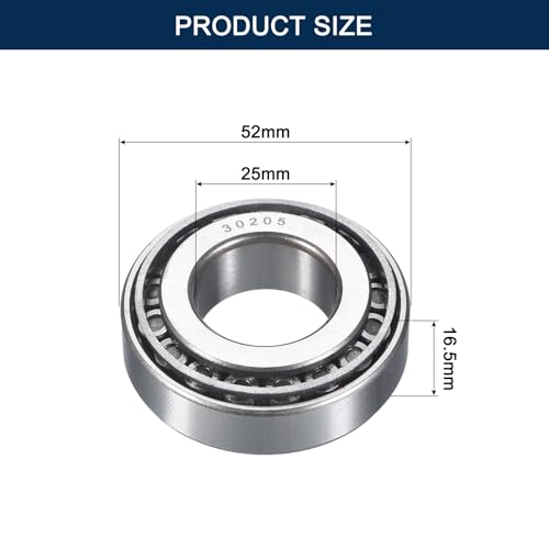 2 Pack 30205 Tapered Roller Bearing Cone and Cup Set | 25mm Bore 52mm OD 16.5mm Cup Width, Chrome Steel Wheel Bearings, ABEC-3 - size: 30205
