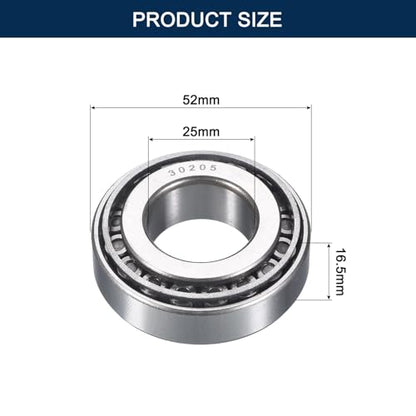 2 Pack 30205 Tapered Roller Bearing Cone and Cup Set | 25mm Bore 52mm OD 16.5mm Cup Width, Chrome Steel Wheel Bearings, ABEC-3 - size: 30205