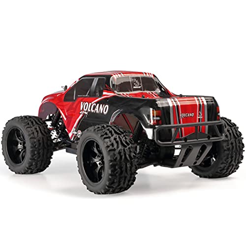 Redcat Racing Volcano EPX 1/10 Scale Electric RC Monster Truck – 4WD RC Truck with 2.4GHz Radio, Waterproof Electronics, 19T Brushed 550 Motor, Battery & Charger, Red