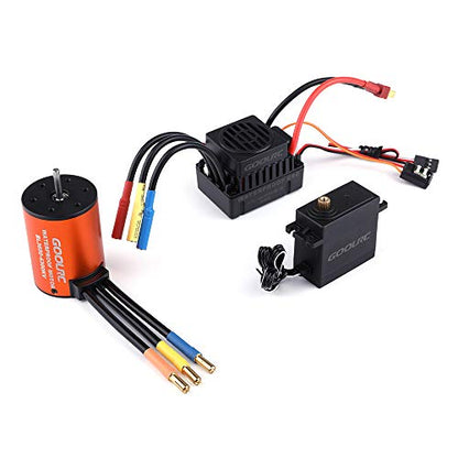 HUIOP Motor, Motor Combo Set 3650 4300KV Motor 60A Brushless ESC 25kg Servo w/ 25T Servo Arm for 1/10 RC Car Off-Road Truck