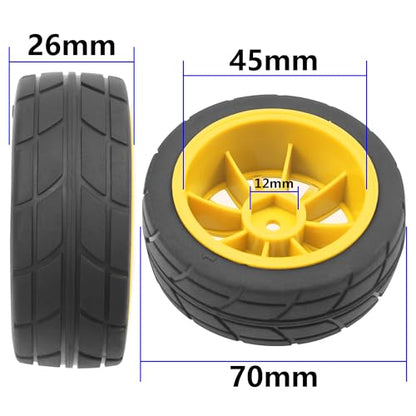 4Pack Vgoohobby OD70mm RC 1/10 On Road Rubber Tires w/Plastic Wheel Rims 12mm Hex Compatible with HSP HPI Redcat Tamiya Traxxas Kyosho 1/10 RC On Road Racing Touring Car (Yellow) - color: Yellow