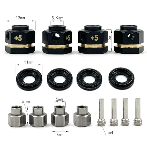 12mm Wheel Hex Hub Extension Adapters for TRX4 TRX6 RC Crawlers, CNC Machined Brass Wheel Spacers (10mm) - style: 10mm