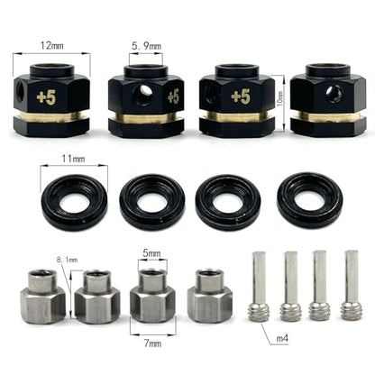 12mm Wheel Hex Hub Extension Adapters for TRX4 TRX6 RC Crawlers, CNC Machined Brass Wheel Spacers (10mm) - style: 10mm