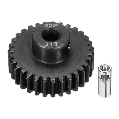 32P Steel Pinion Gear Set 31T for 5mm Shaft Hardened Steel Pinion Gear with Shaft Coupler Connector for RC Motor - style: 31T
