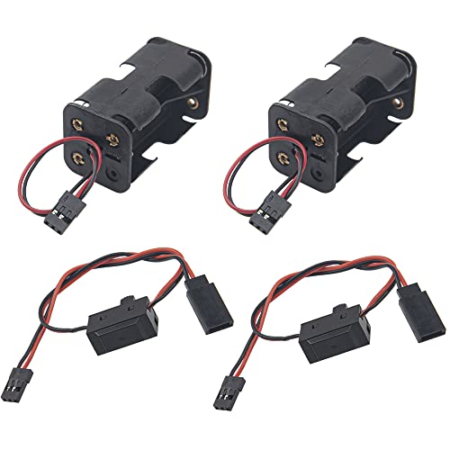 ShareGoo 4 Cell AA Battery Container Holder Case Box & On/Off Power Switch with JR Style Connector Compatible with HSP Redcat Axial Tamiya Wltoys Himoto 1/8 1/10 1/16 RC Car Truck Crawler