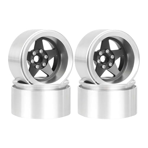 Aluminum 2.2" Beadlock Wheel Offset -10mm Metal Rims for SCX10 RR10 TRX4 VS4-10 Gen8 1/10 RC Crawler Car Upgrade Parts (5-Spoke, Black) - color: 5-spoke, Black