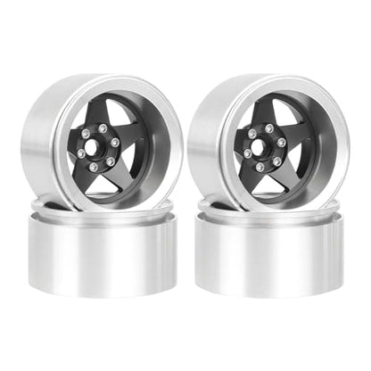 Aluminum 2.2" Beadlock Wheel Offset -10mm Metal Rims for SCX10 RR10 TRX4 VS4-10 Gen8 1/10 RC Crawler Car Upgrade Parts (5-Spoke, Black) - color: 5-spoke, Black