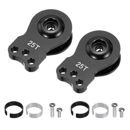 MECCANIXITY 2pcs 25T Servo Horn Arm Adjustable 3 Hole High-Torque Aluminum Alloy Servo Arm for 1/10 RC Model Car Truck Robot Boat Airplane, Black - color: Black