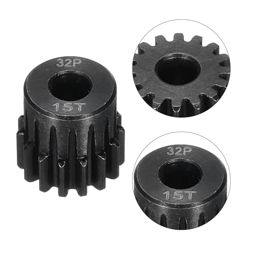 32P Steel Pinion Gear Set 15T for 5mm Shaft Hardened Steel Pinion Gear with Shaft Coupler Connector for RC Motor - style: 15T