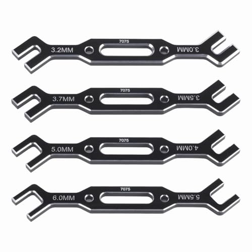 Aluminum Multi-Functional 1/10 RC On Road Car Alignment Tool Set– Camber/Toe/Slip Angle Gauge, Suspension Tuning Setup Gauge, Ultimate Suspension & Steering Adjustment Tool (Black Wrench) - color: Black Wrench